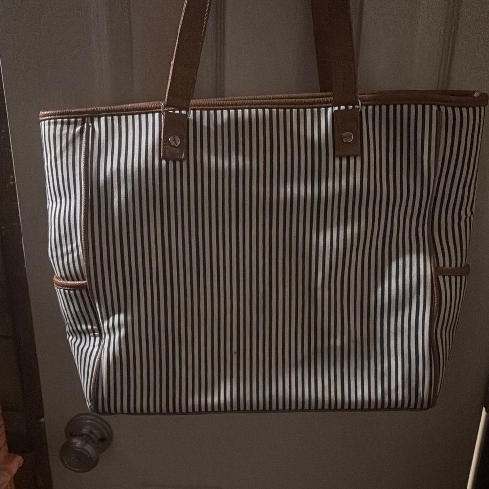 THIRTY-ONE  Striped Black and White Tote Bag
